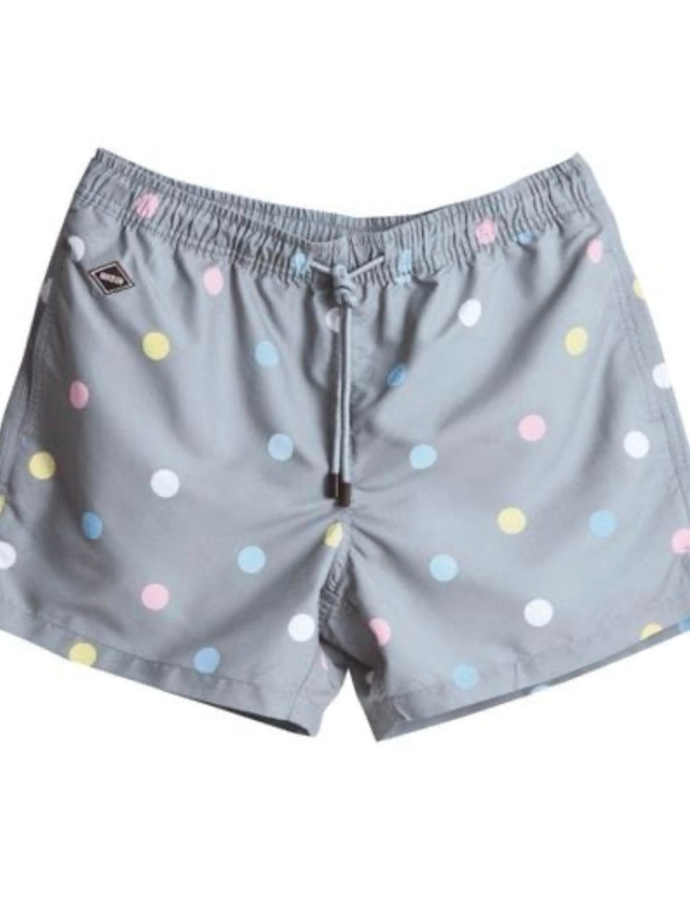 Men's Gray Polka Dot Swim Trunks with Pastel Dots